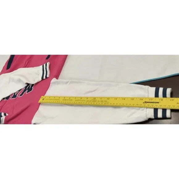 Women Girls Maine Spell Out Varsity Bomber Jacket Barbiecore Full Zip M 44”Chest - Picture 15 of 16